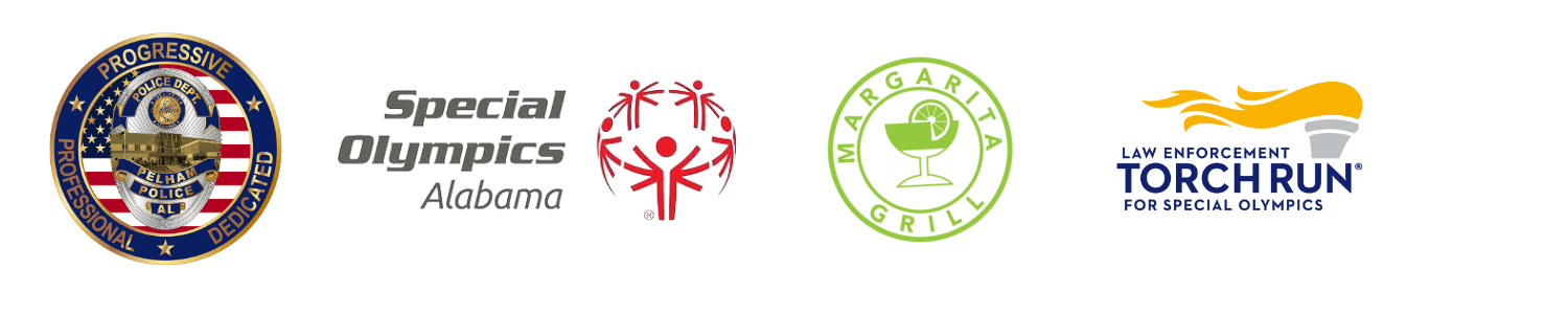 Logos for Pelham Police Department, Special Olympics Alabama, Margarita Grill, and LETR.